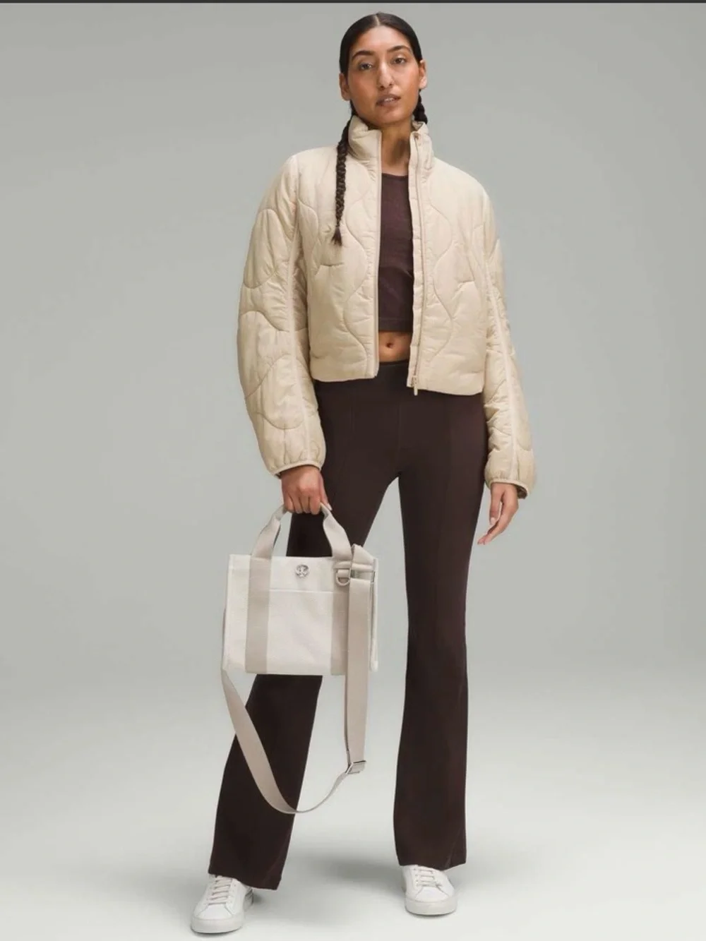 Lululemon Two-Tone Canvas Mini Tote Bag 4.5L Mojave Tan/ Light Ivory